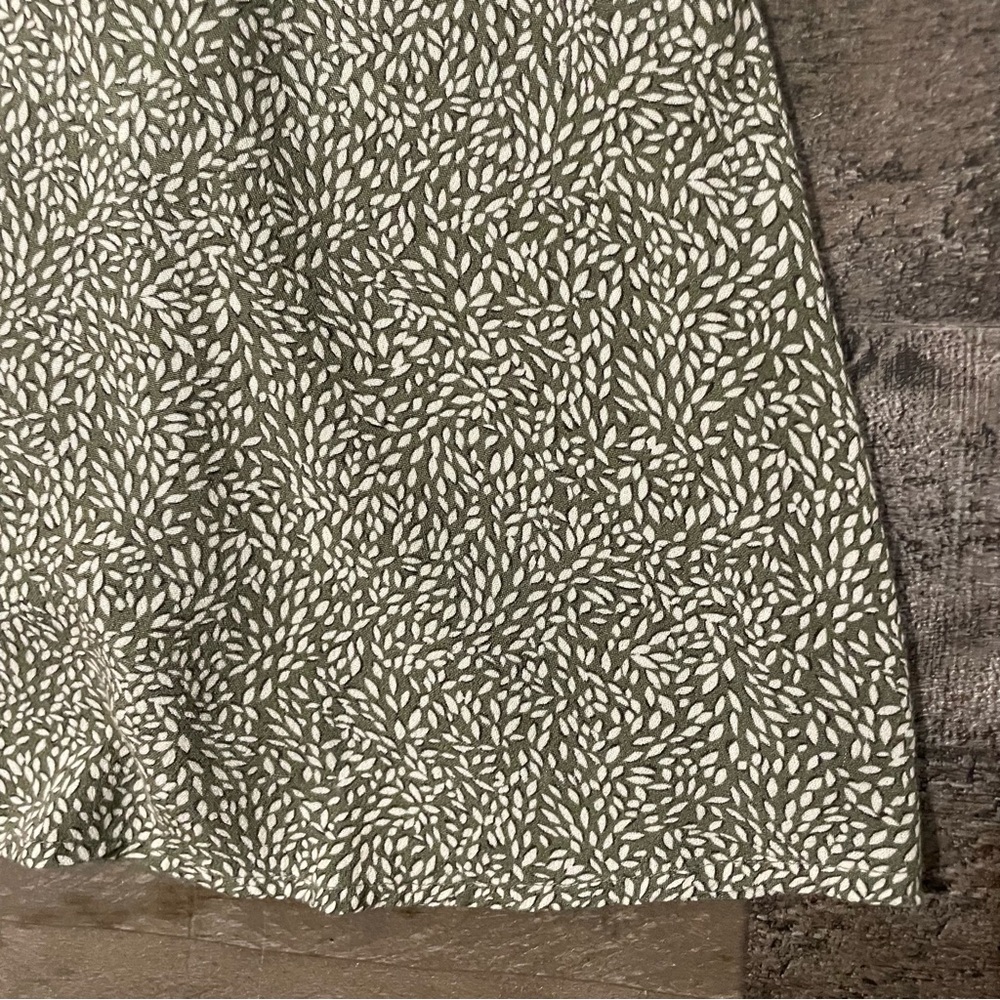 Abercrombie & Fitch Women’s Wrap Mini Dress Long Sleeve Leaf Print Olive Green S - Picture 9 of 13